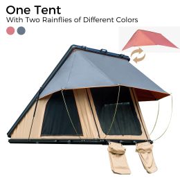 Trustmade Triangle Aluminium Black Hard Shell Beige Rooftop Tent Scout MAX Series , With Two Rainflies of Different Colors - Black+Beige