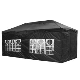 10X20ft EZ Pop Up Canopy Folding Gazebo/Black - As Picture